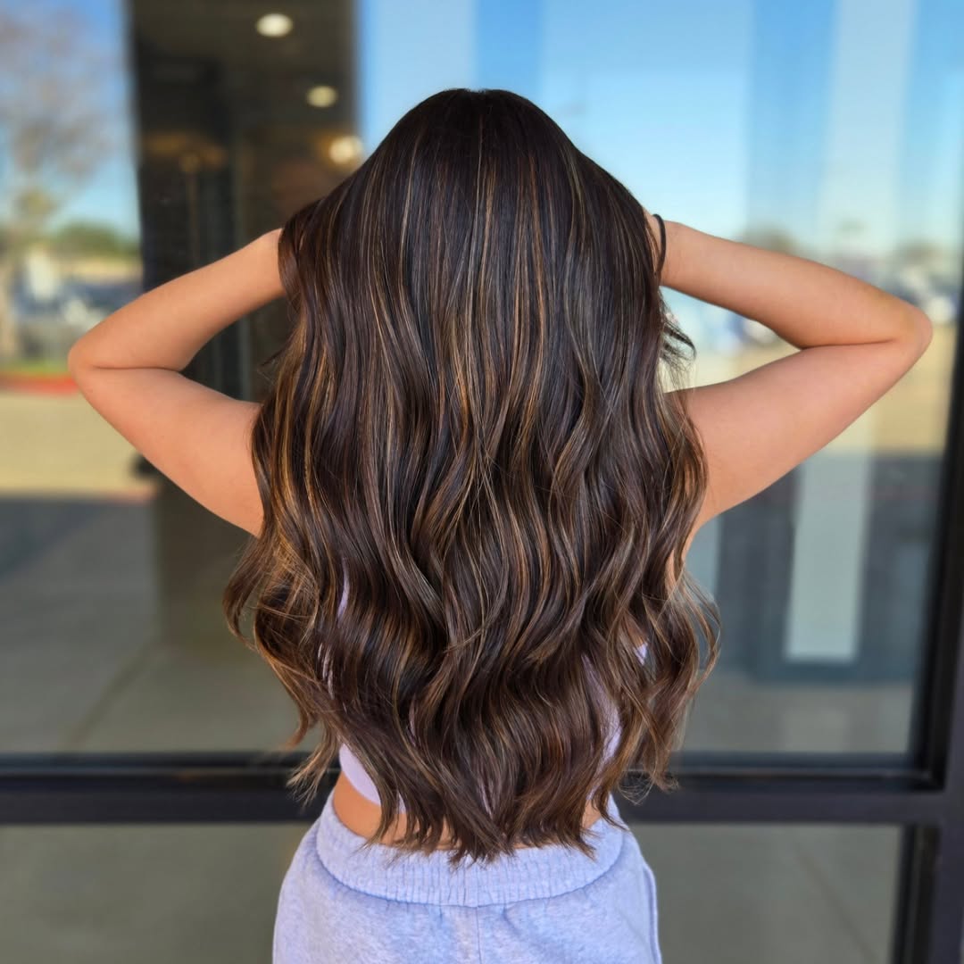 Rich Espresso With Caramel Balayage Waves