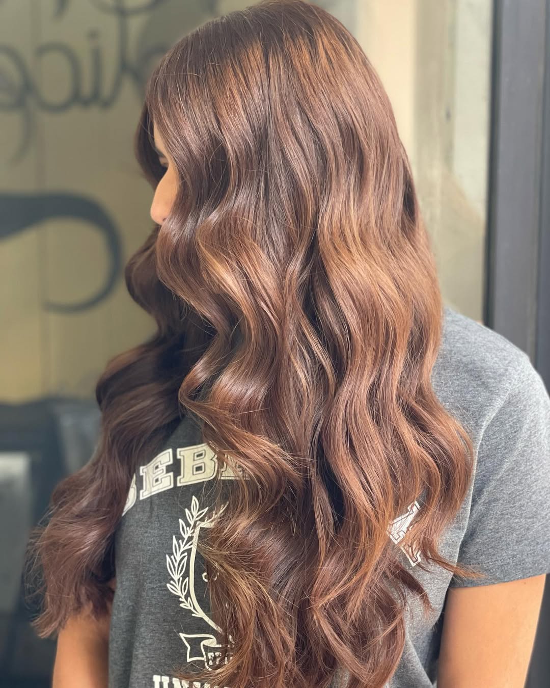 Rich Honey Brown Waves On Long Hair