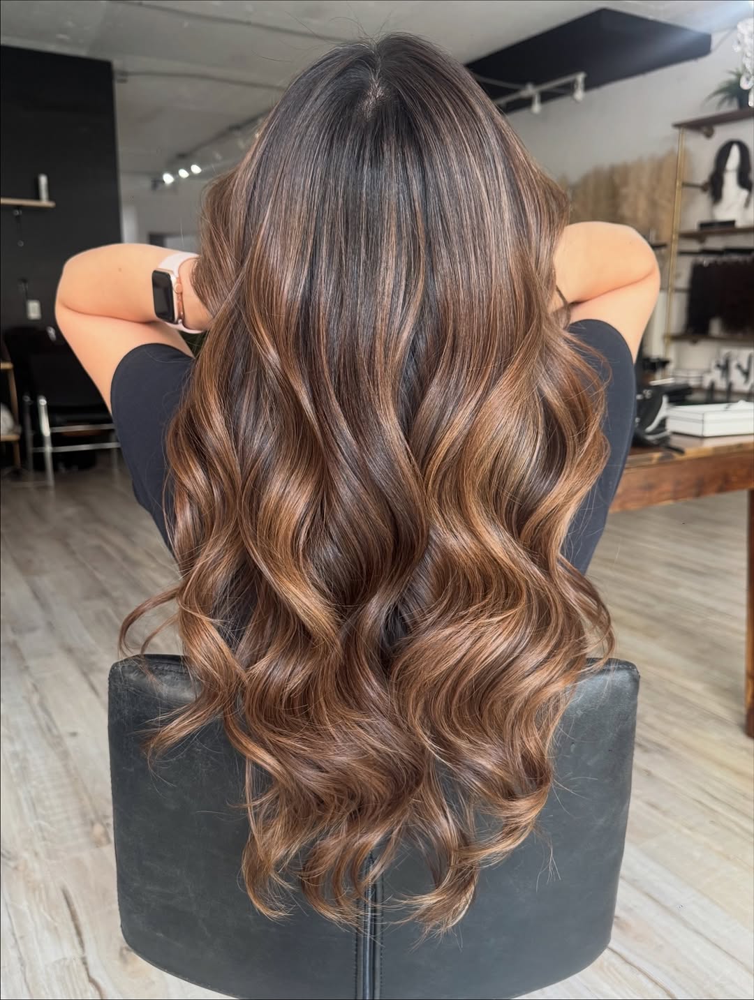 Rich Honey Brown Waves On Long Layers