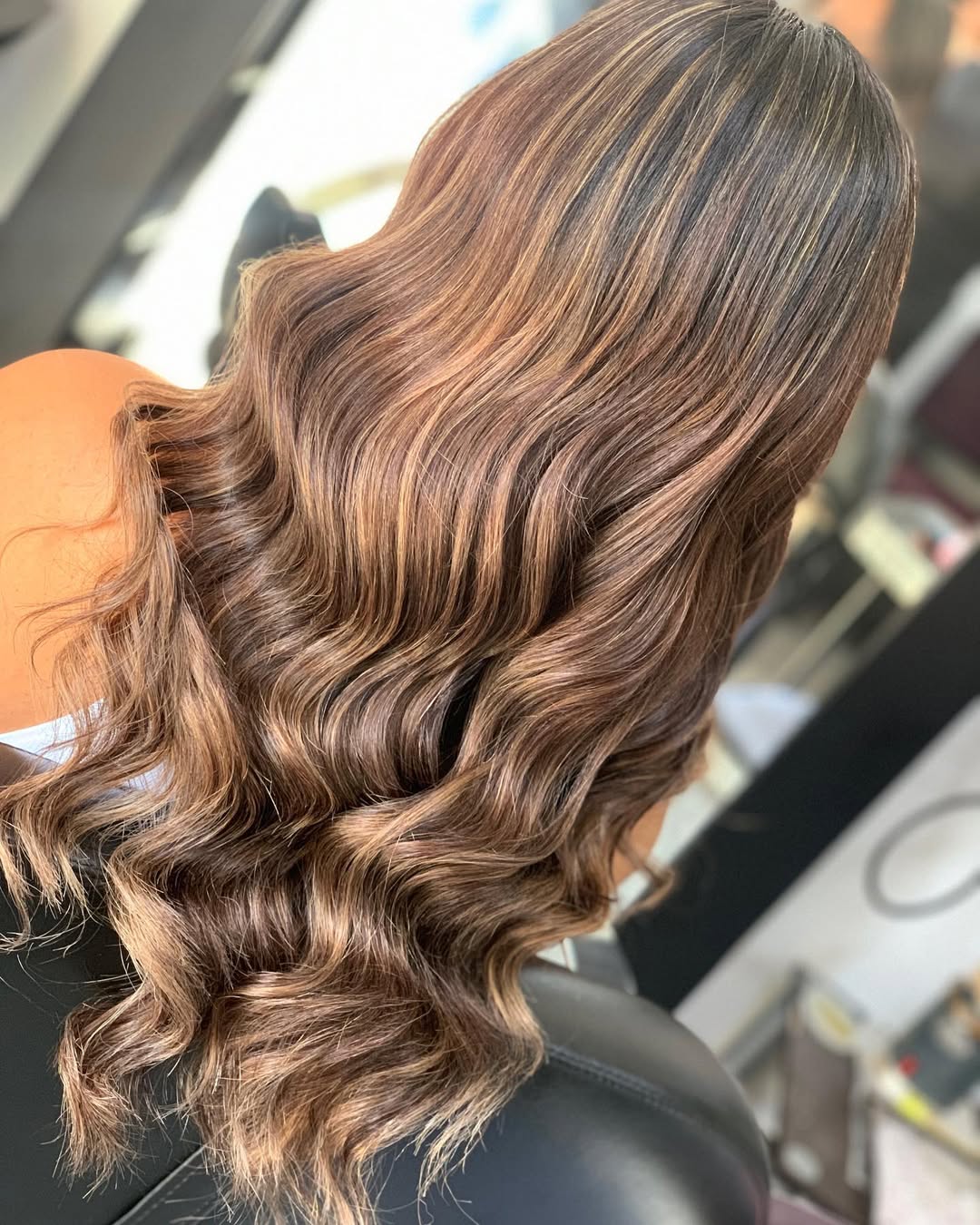 Rich Honey Brown Waves On Long Lux Hair