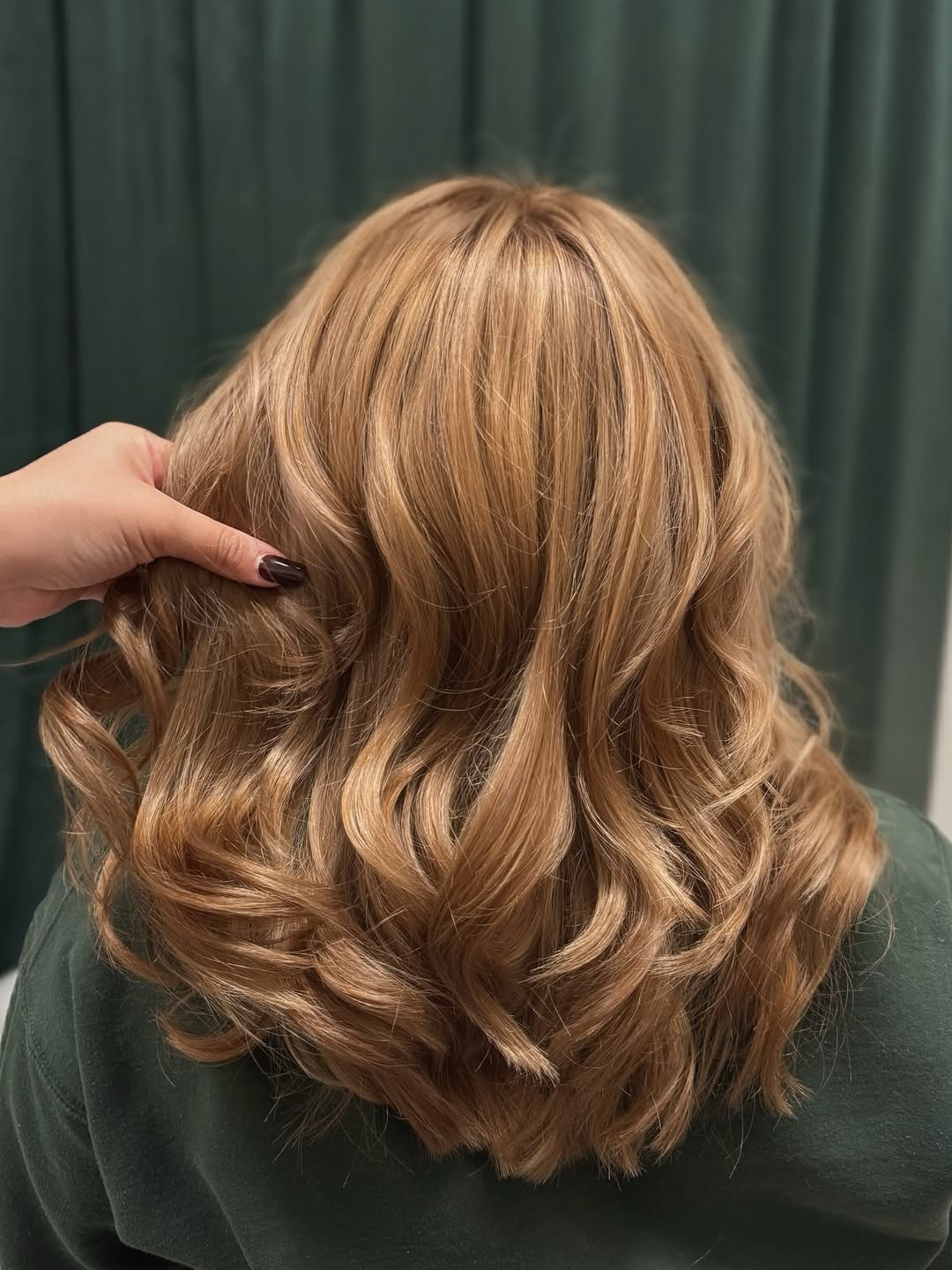 Rich Honey Brown Waves Shoulder Length Hair