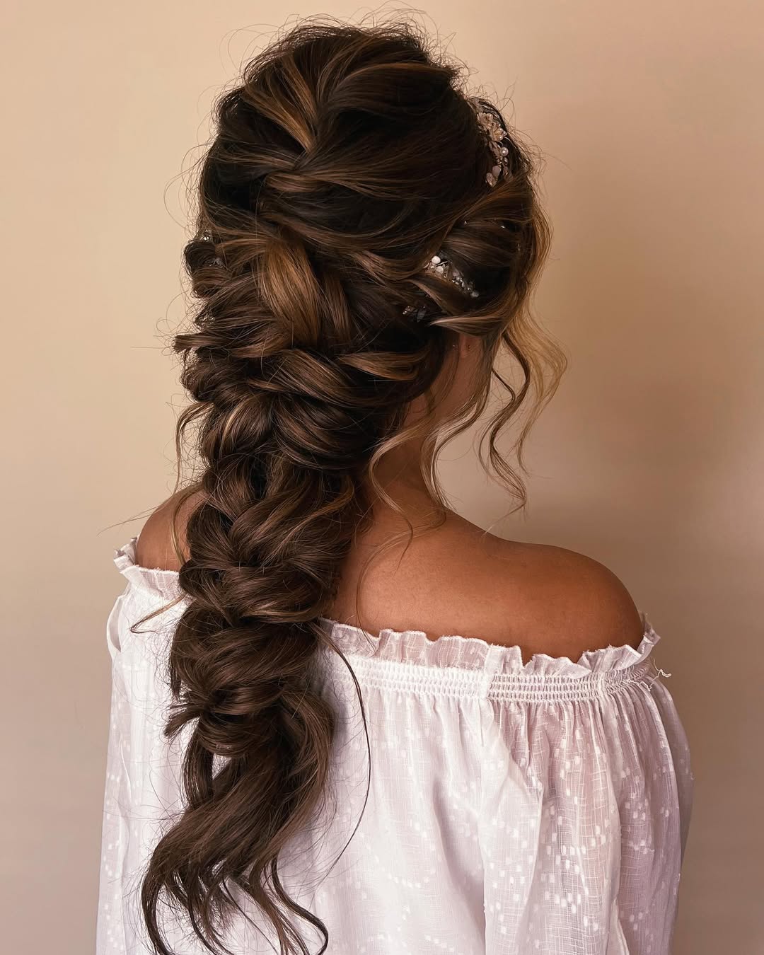 Romantic Fishtail Braid With Loose Curls