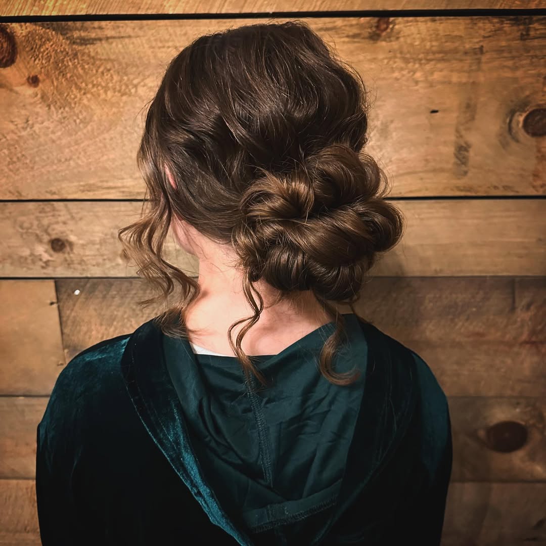 Romantic Tousled Low Bun With Loose Curls