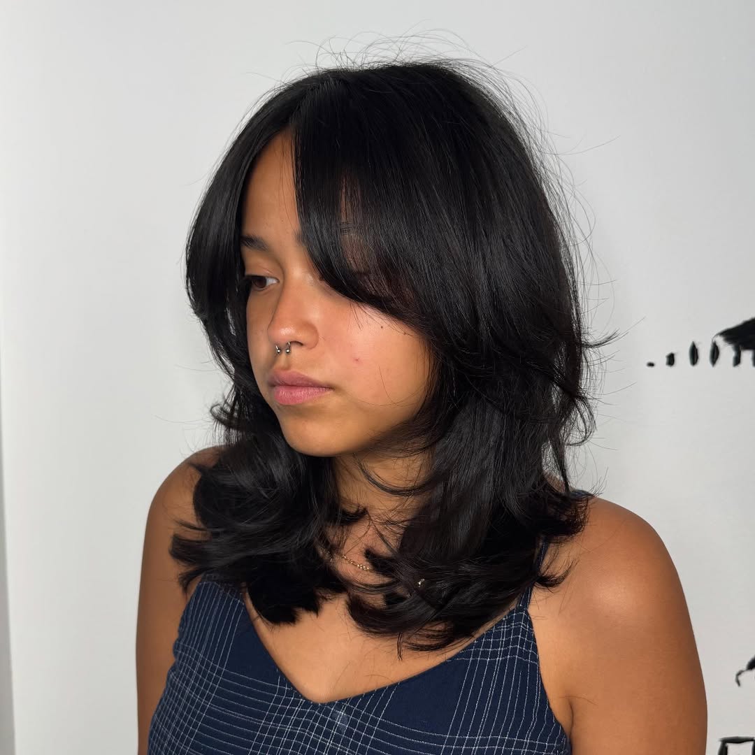 Shaggy Layers With Curtain Bangs For Medium Hair
