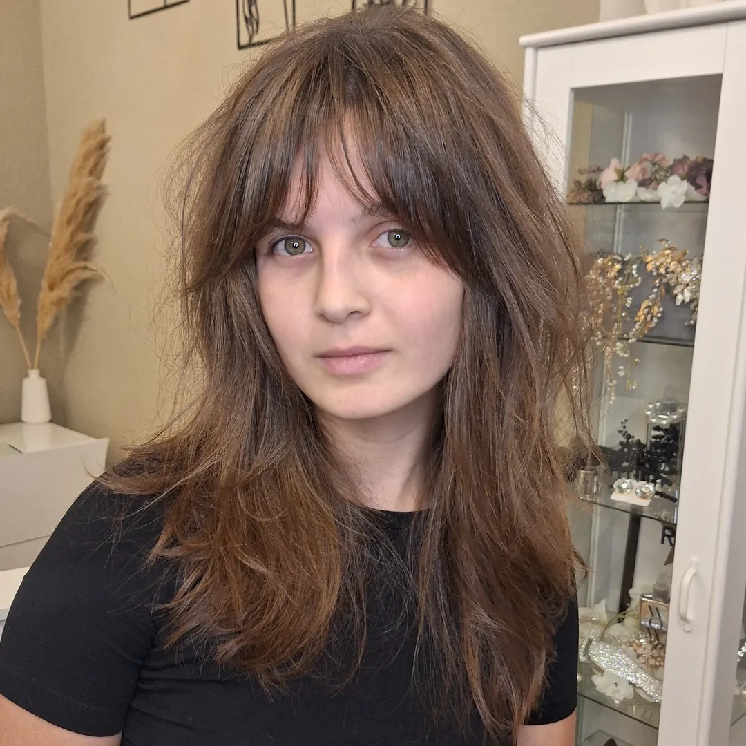 Shaggy Layers With Face-Framing Bangs