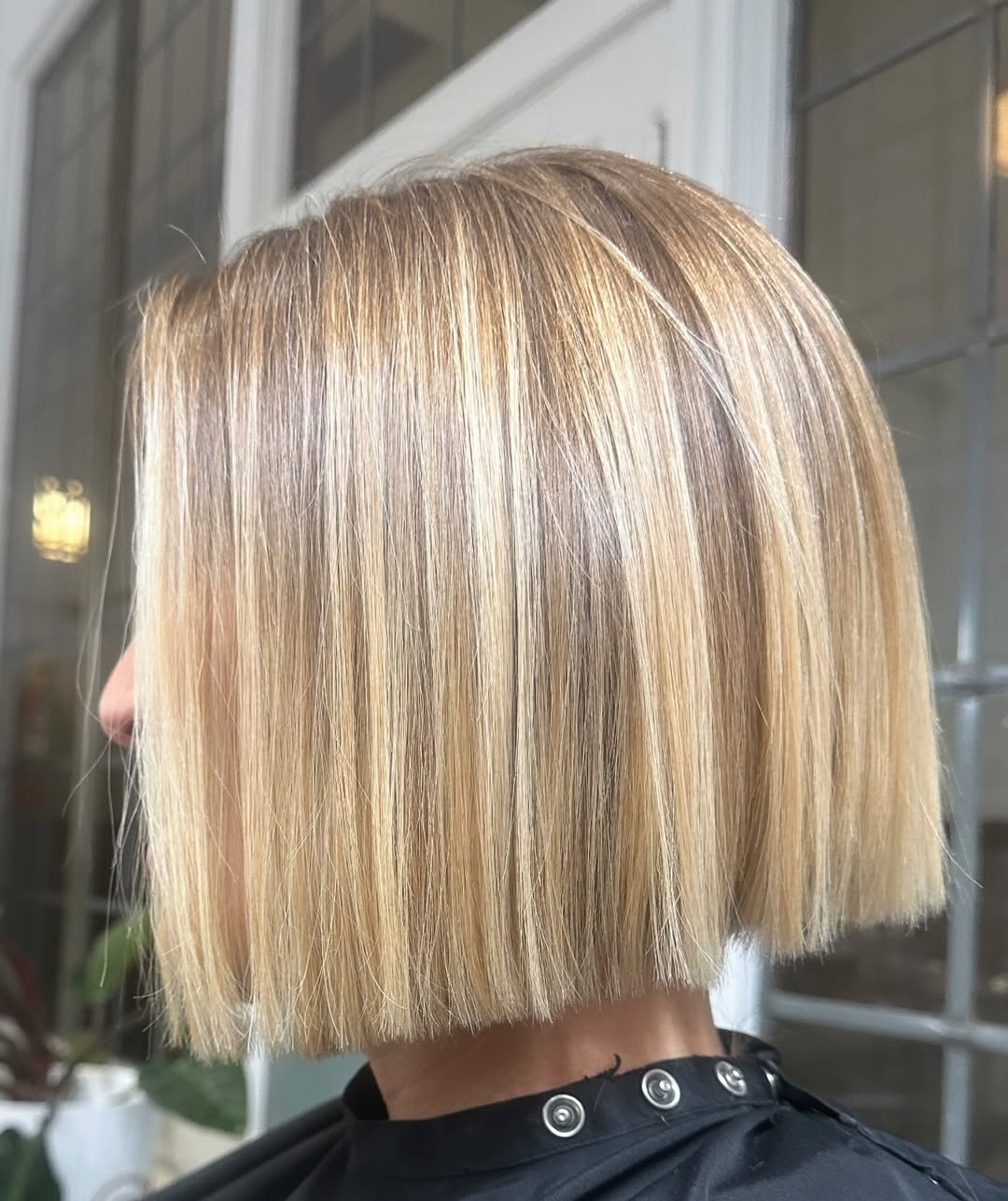Sleek Blonde Blunt Bob With Shadow Root