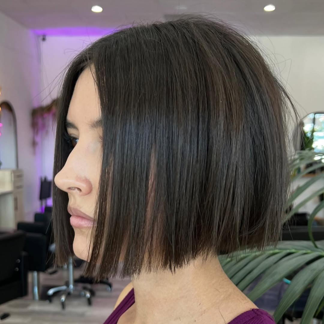 Sleek Blunt Bob With Subtle Copper Undertones