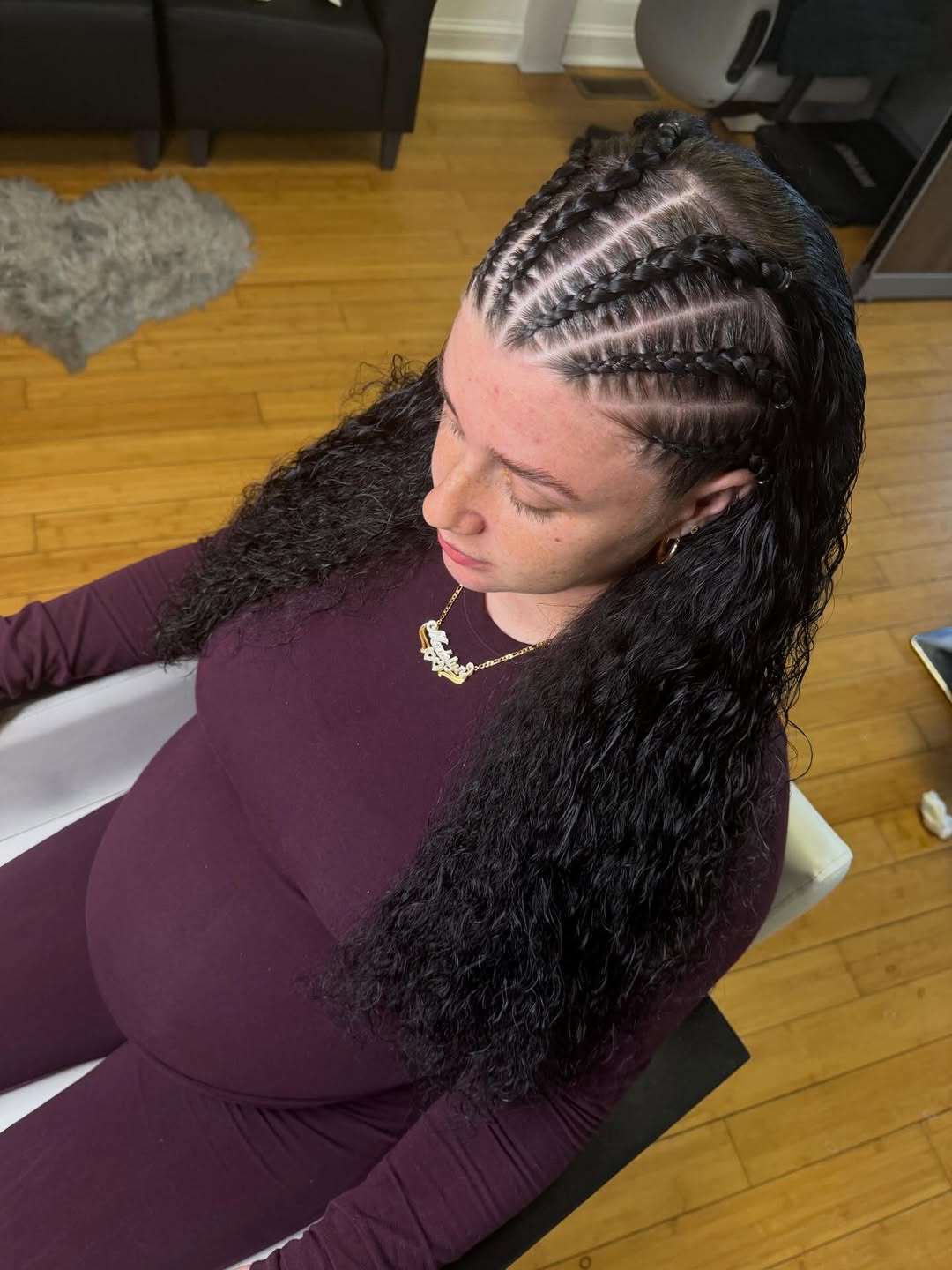 Sleek Cornrows With Cascading Waves