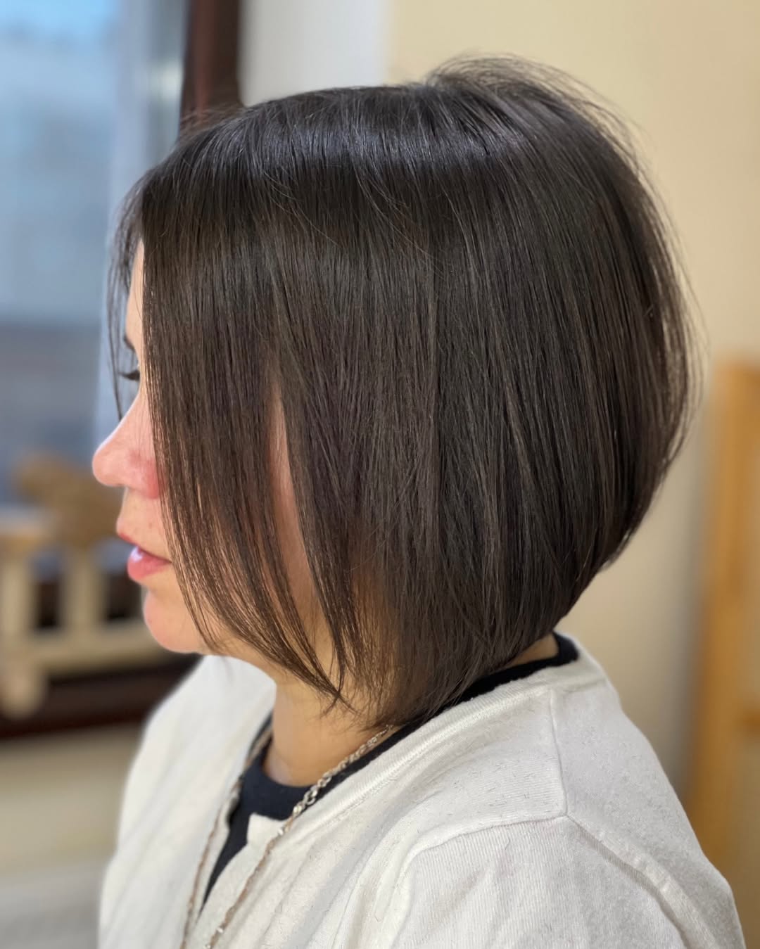 Sleek Dark Brown Chin-Length Bob