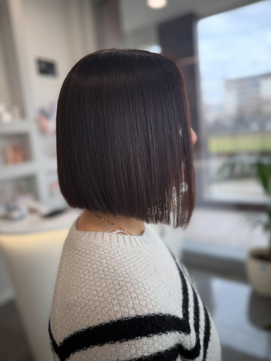 Sleek Dark Chocolate Blunt Bob