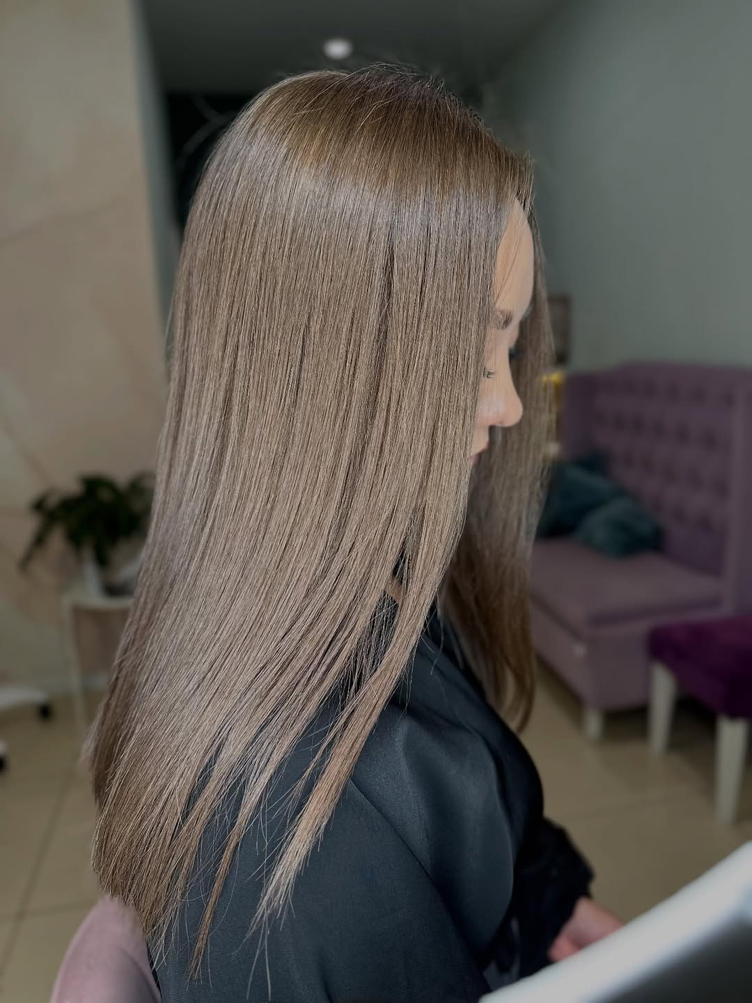 Sleek Dark Golden Blonde Mid-Back Length