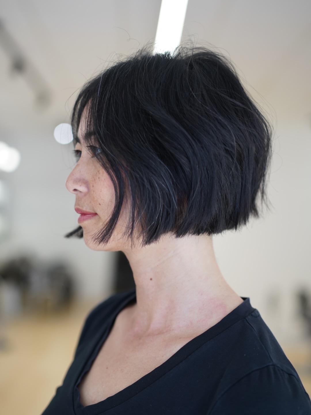 Sleek Dark Short Bob With Wavy Texture