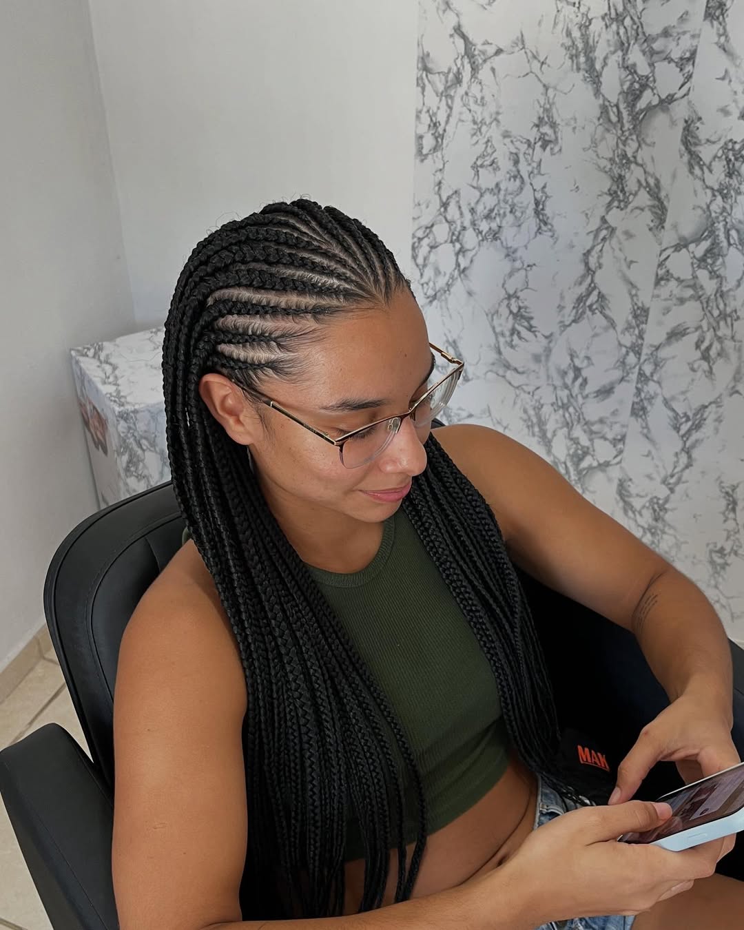 Sleek Fulani Braids With Side Cornrows