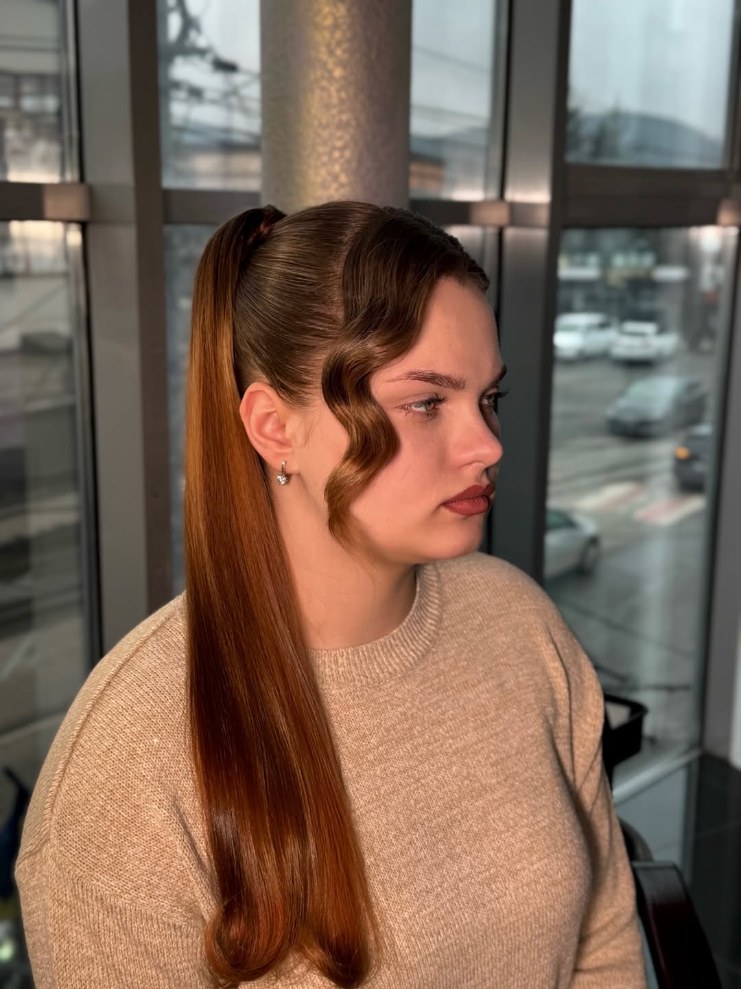 Sleek High Ponytail With Artistic Finger Waves