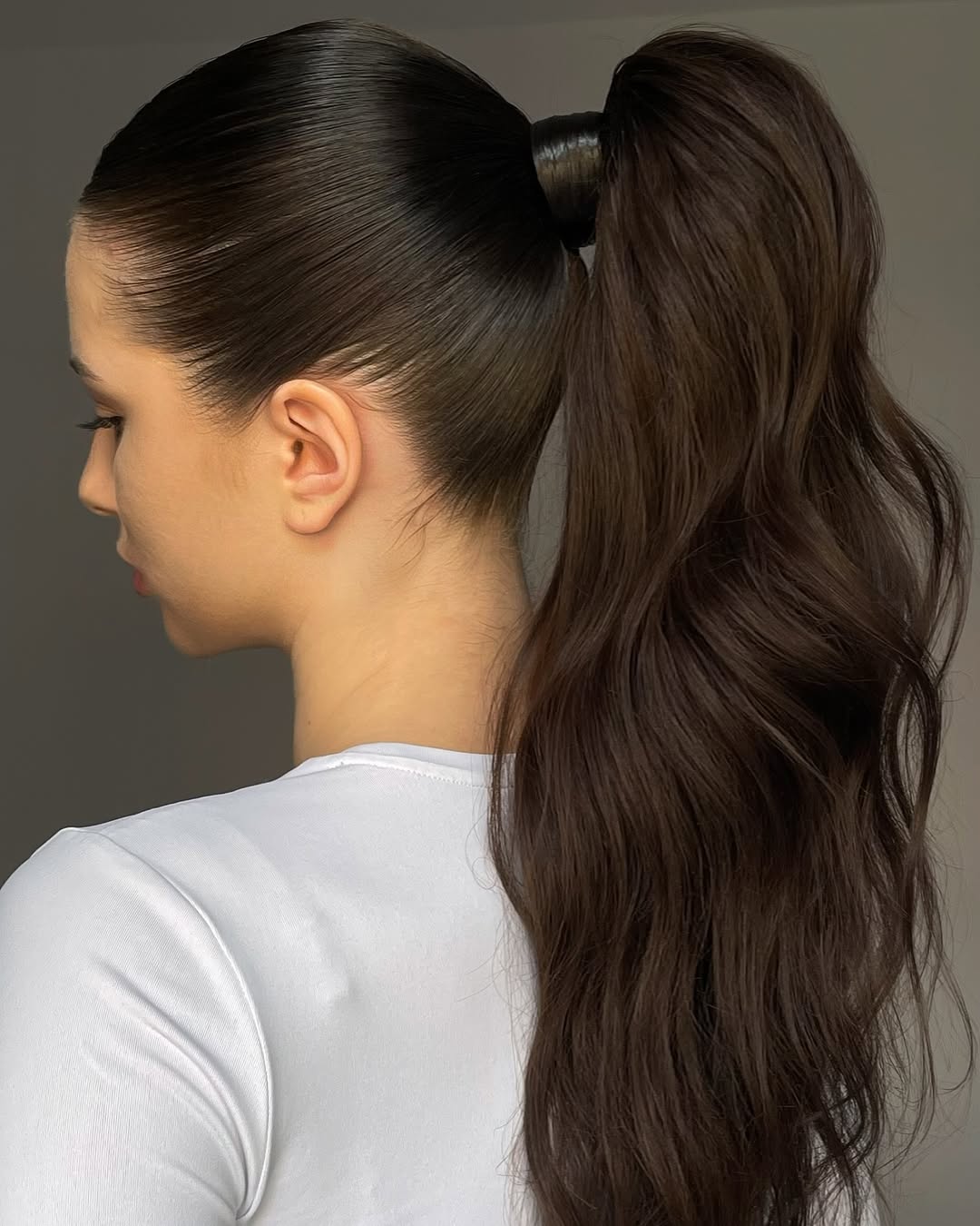 Sleek High Ponytail With Wavy Long Tail