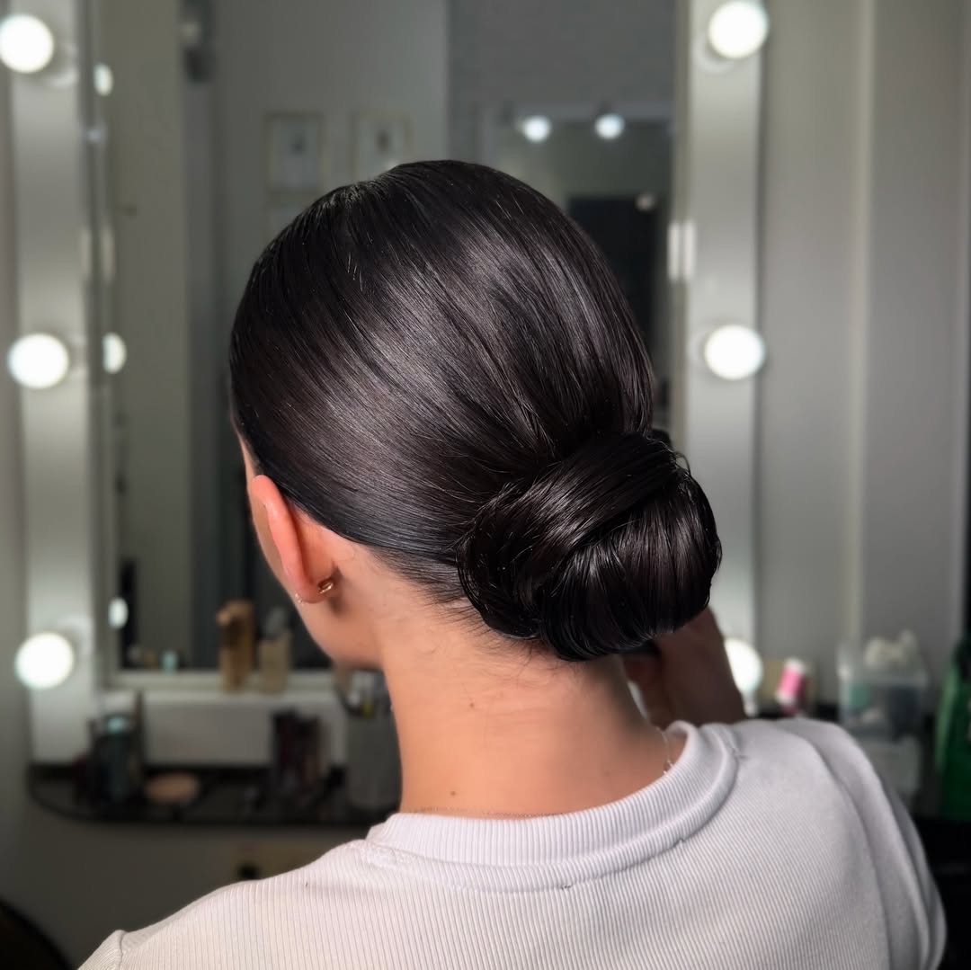 Sleek Low Bun Dark Espresso Hair