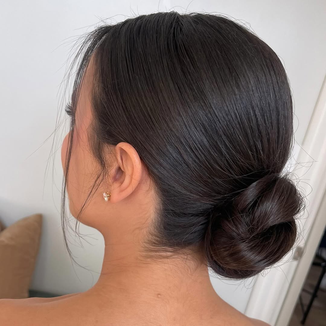 Sleek Low Bun With Dark Brown Hair