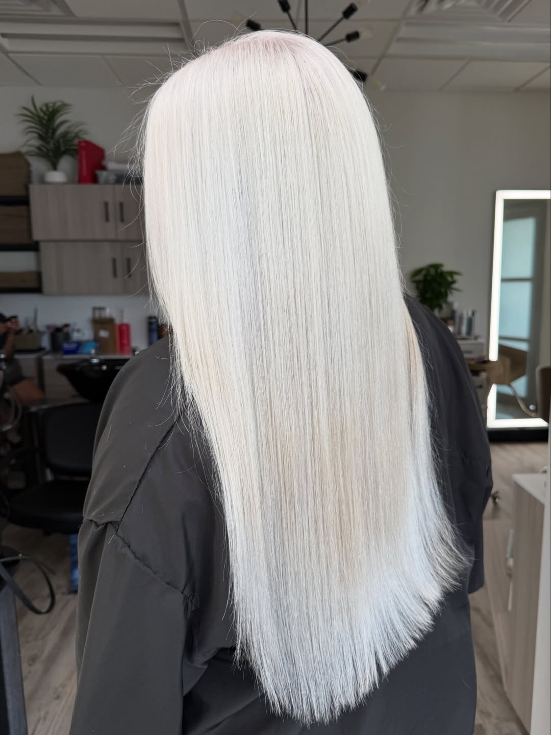 Sleek Platinum Straight Hair