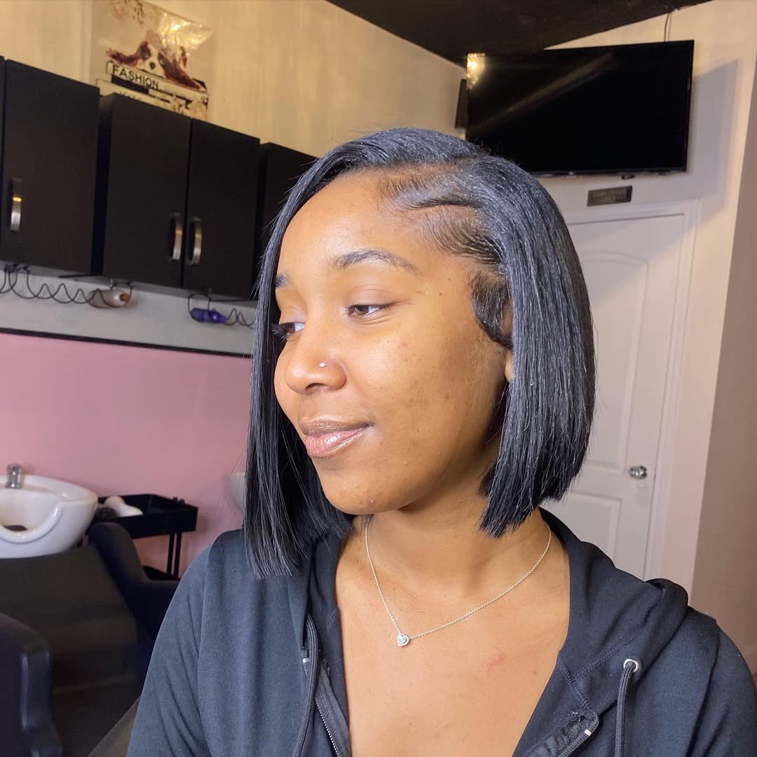 Sleek Side-Parted Bob With Laid Edges
