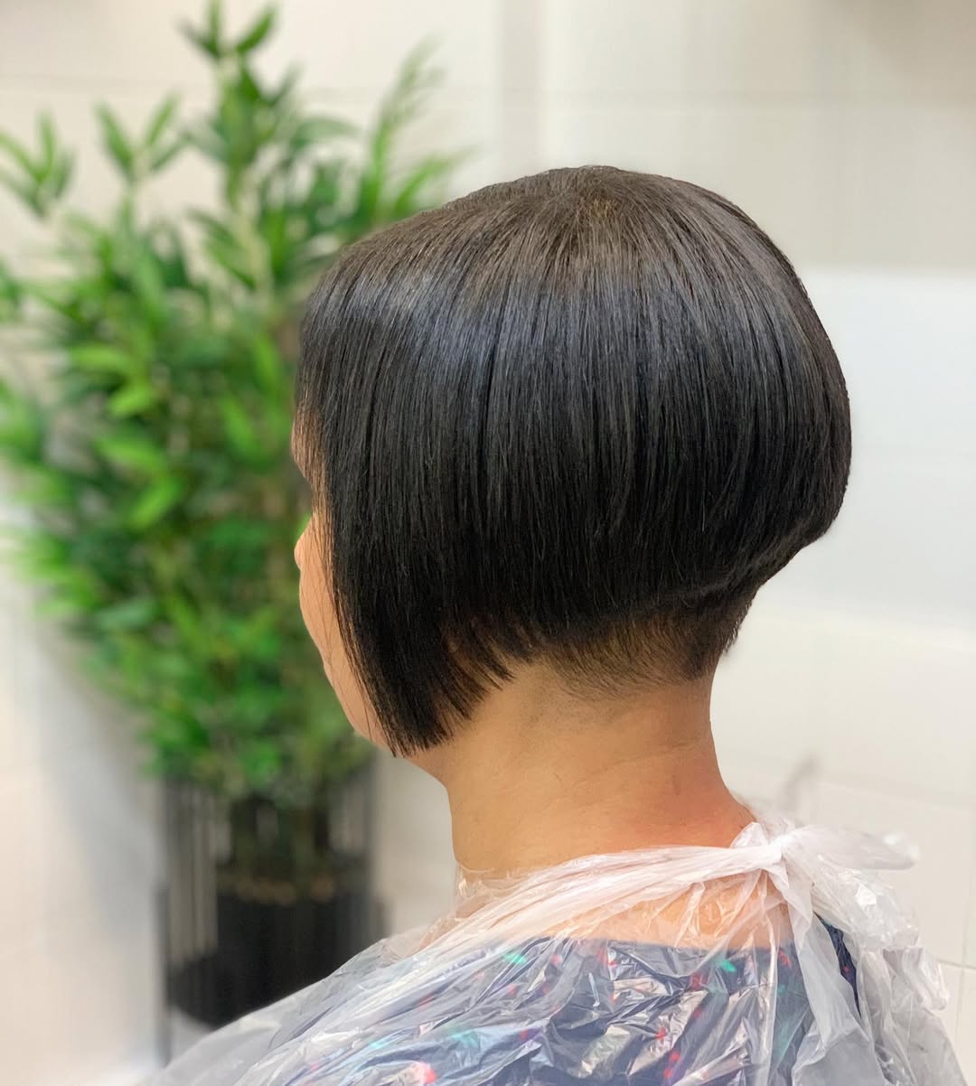 Sleek Undercut Bob Dark Brown Hair