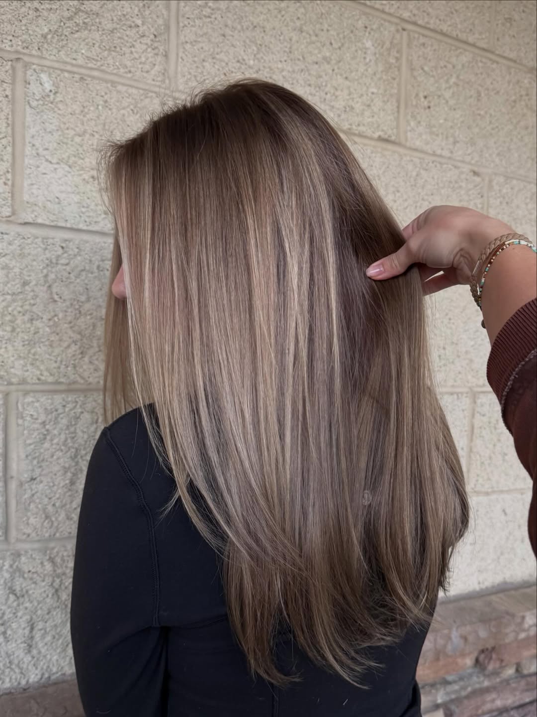 Soft Dirty Blonde Layers With Root Smudge