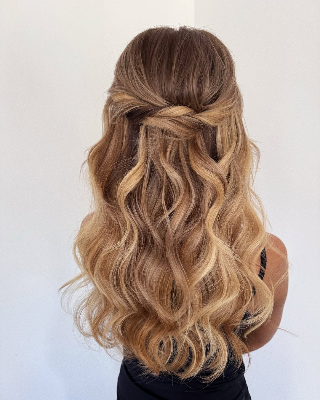 Soft Half-Up Twisted Layers Balayage