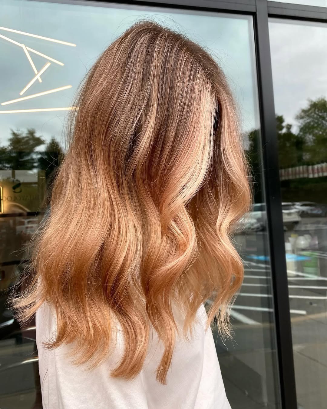 Soft Waves Strawberry Blonde Color Melt Shoulder Length
