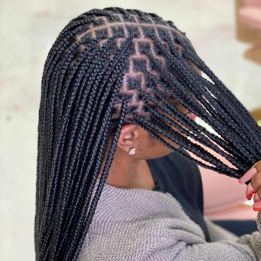 Square Part Box Braids Long Length