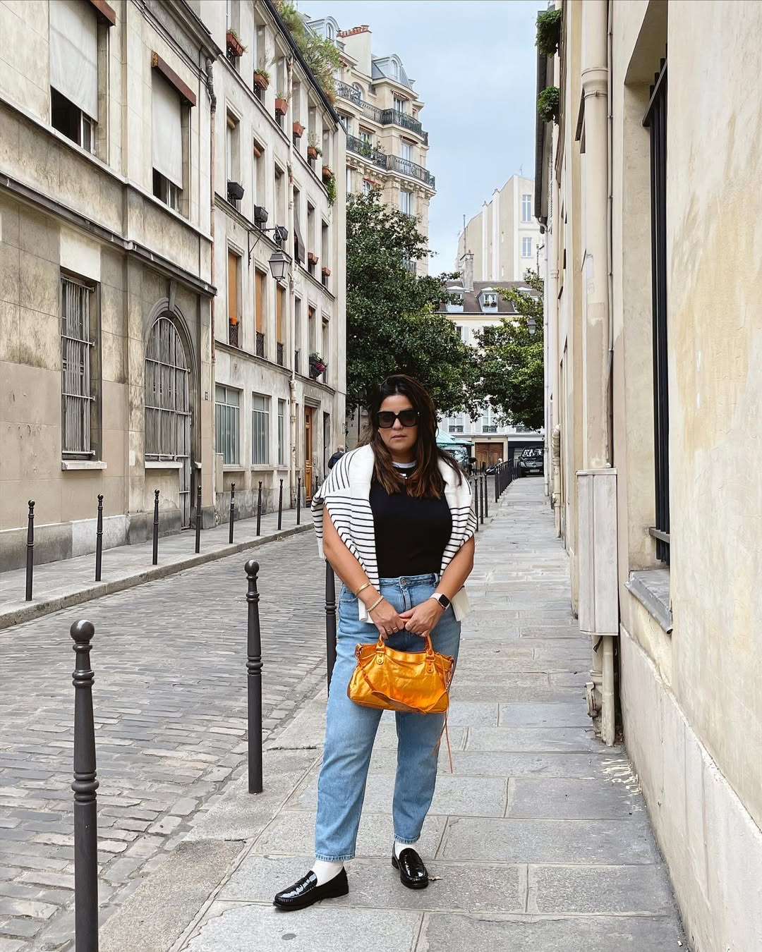 Striped Knit Casual Paris Street Style