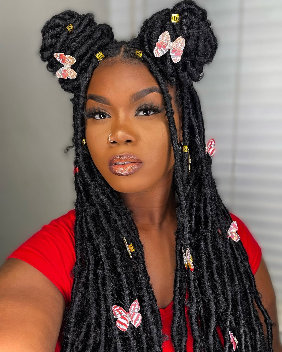 Styled Locs With Double Buns