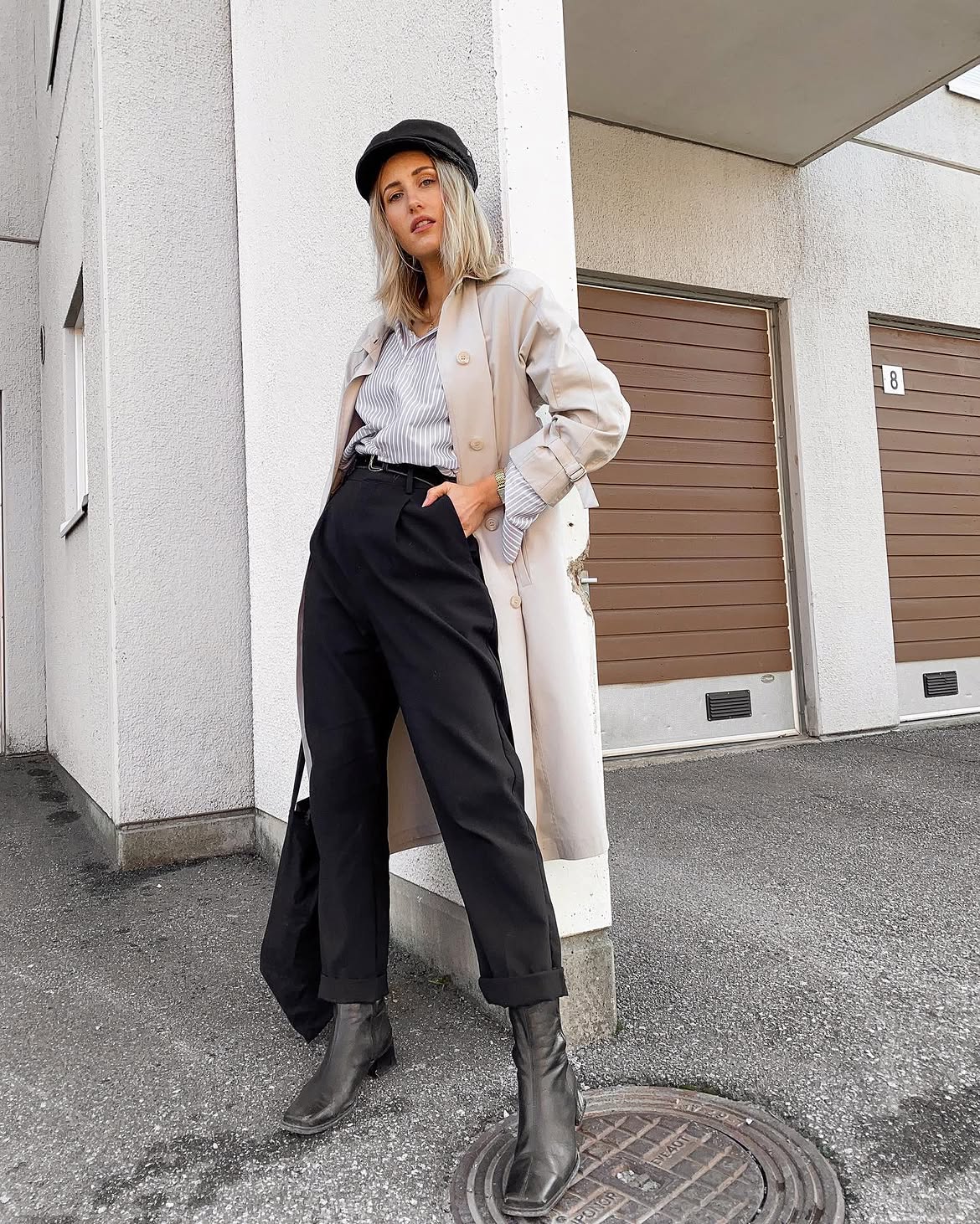 Tailored Trousers And Classic Trench Coat Look