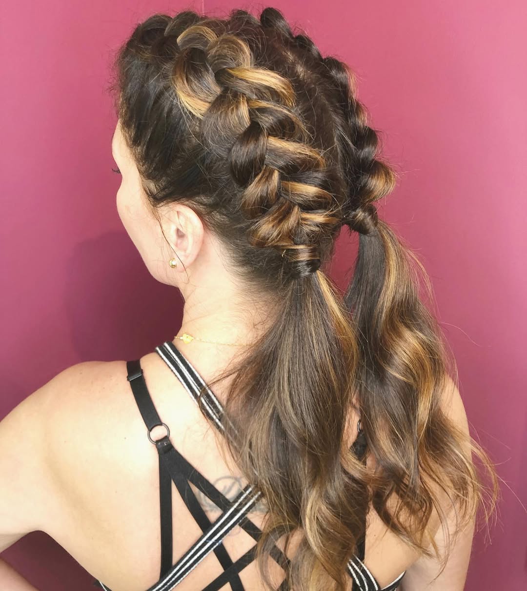 Textured Dutch Braid Pigtails with Sunny Highlights