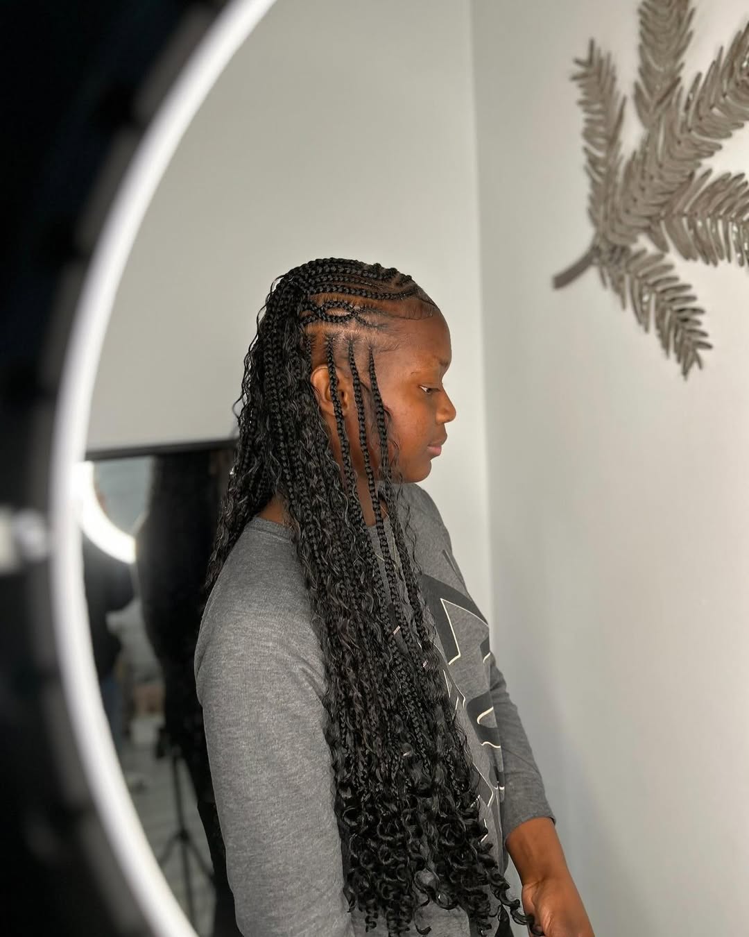 Textured Fulani Braids with Curly Ends
