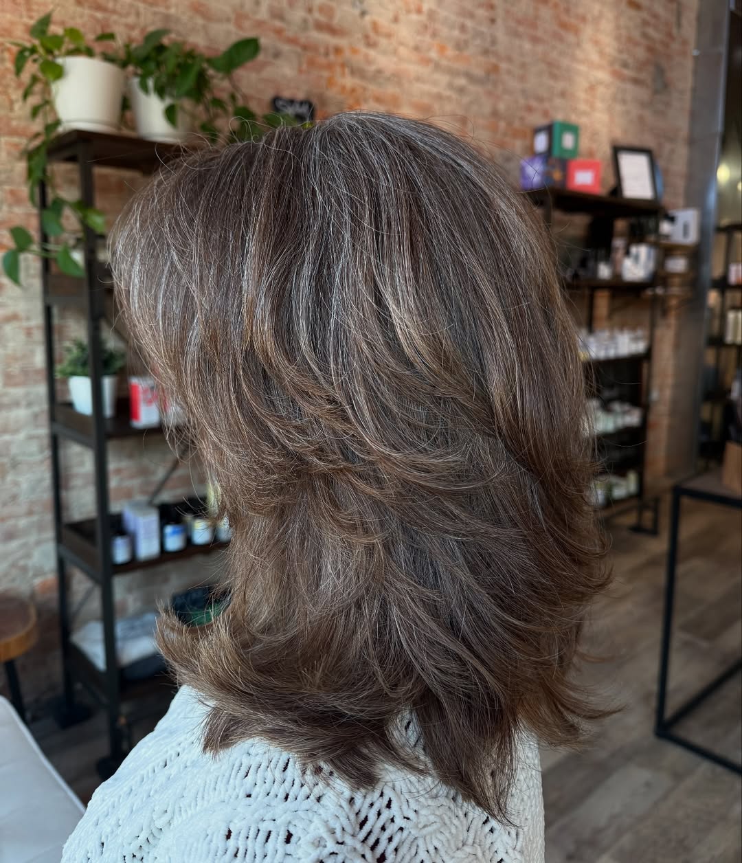 Textured Layered Shag With Natural Grey Highlights