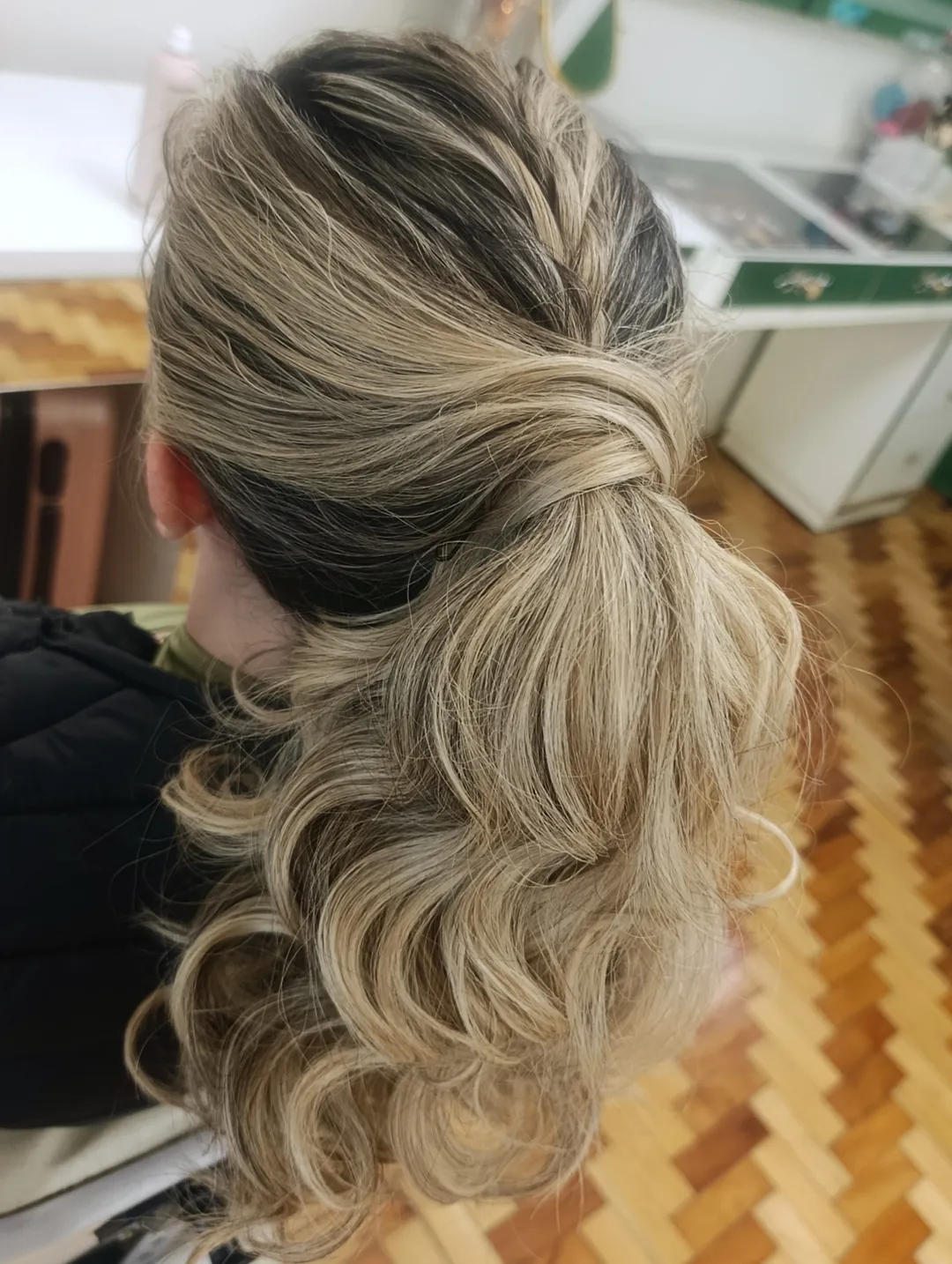 Textured Low Ponytail With Twisted Hair Wrap