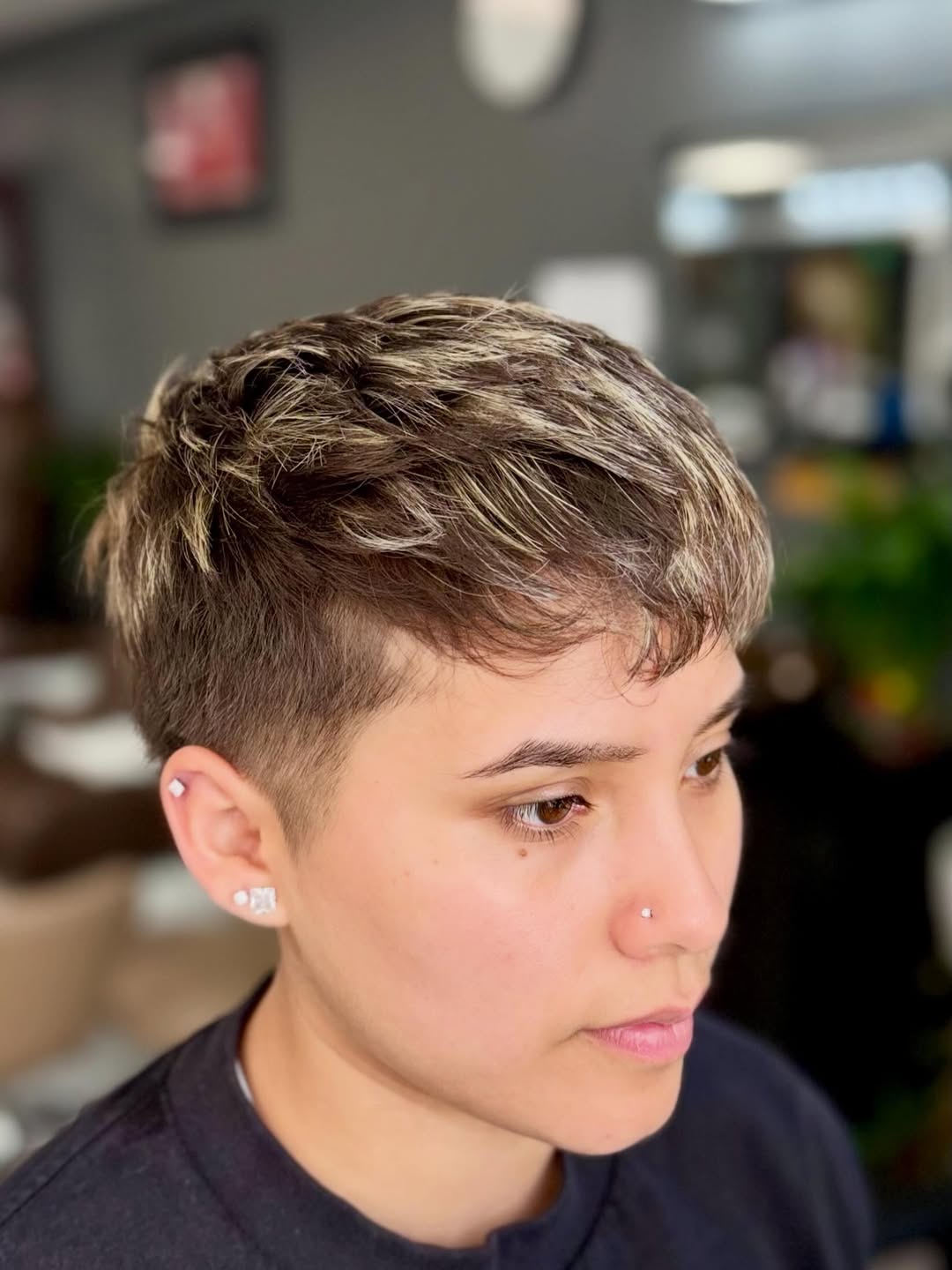 Textured Pixie Cut With Ash Blonde Highlights