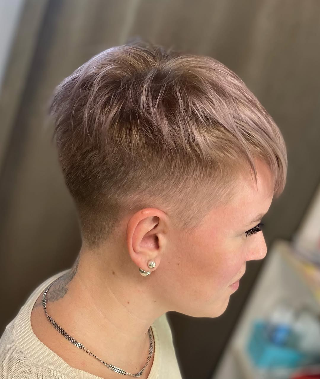 Textured Pixie Cut With Ash Blonde Undertones