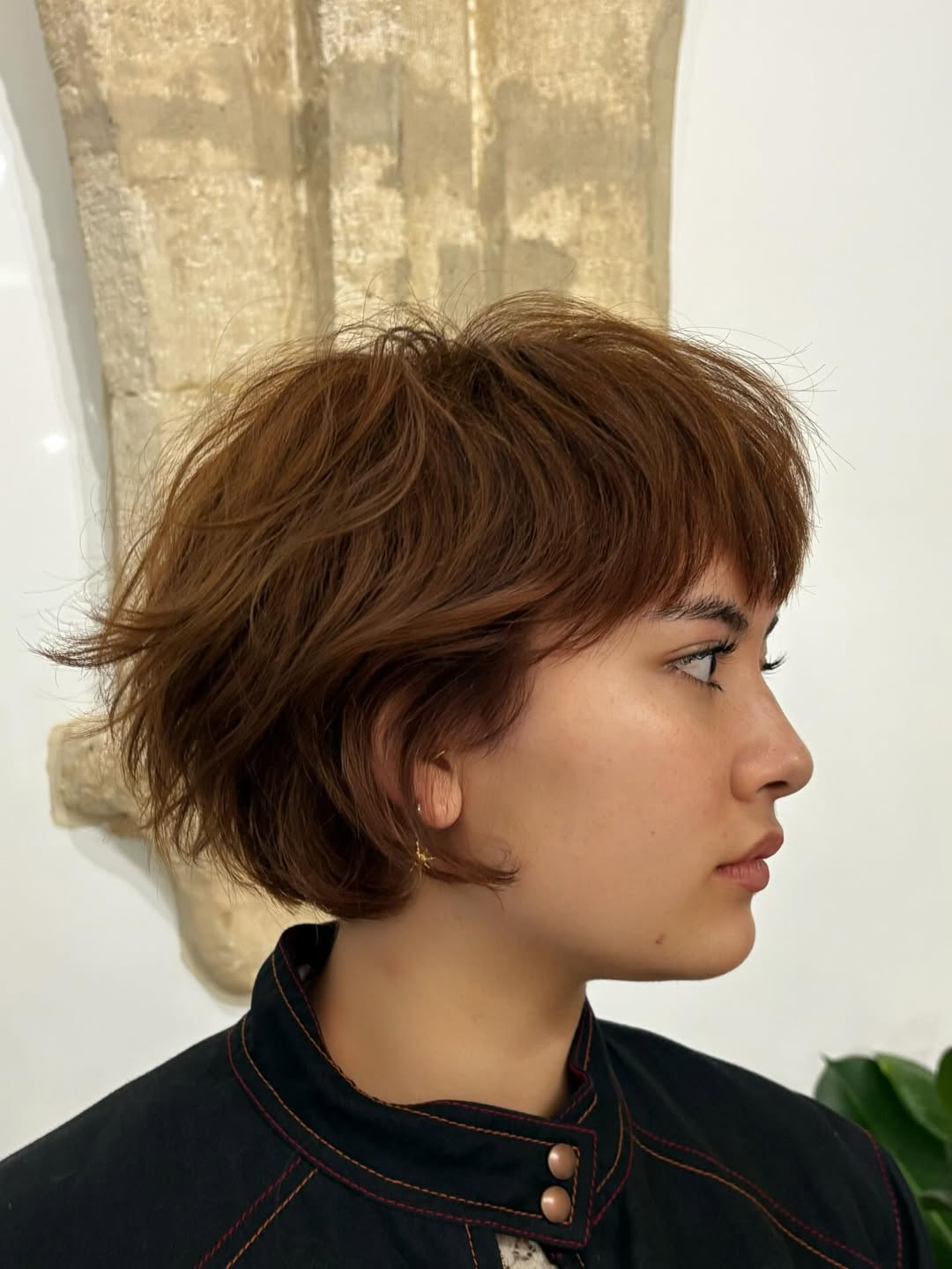 Tousled Copper Bob With Wispy Bangs