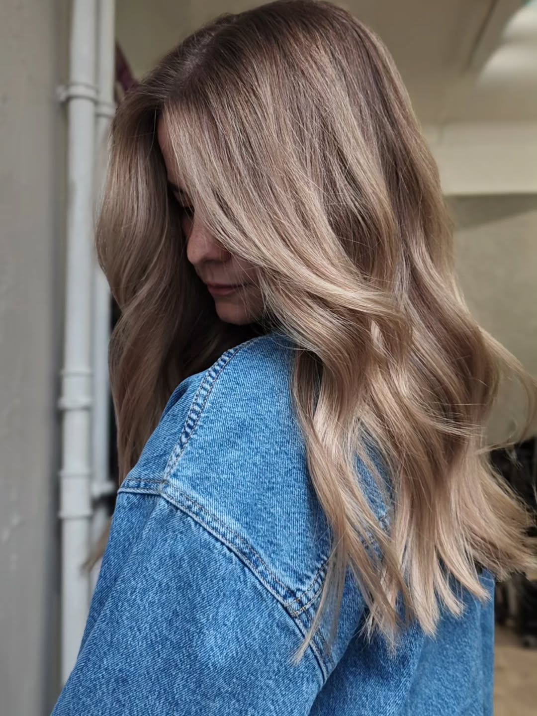 Tousled Dark Blonde Waves With Face Framing