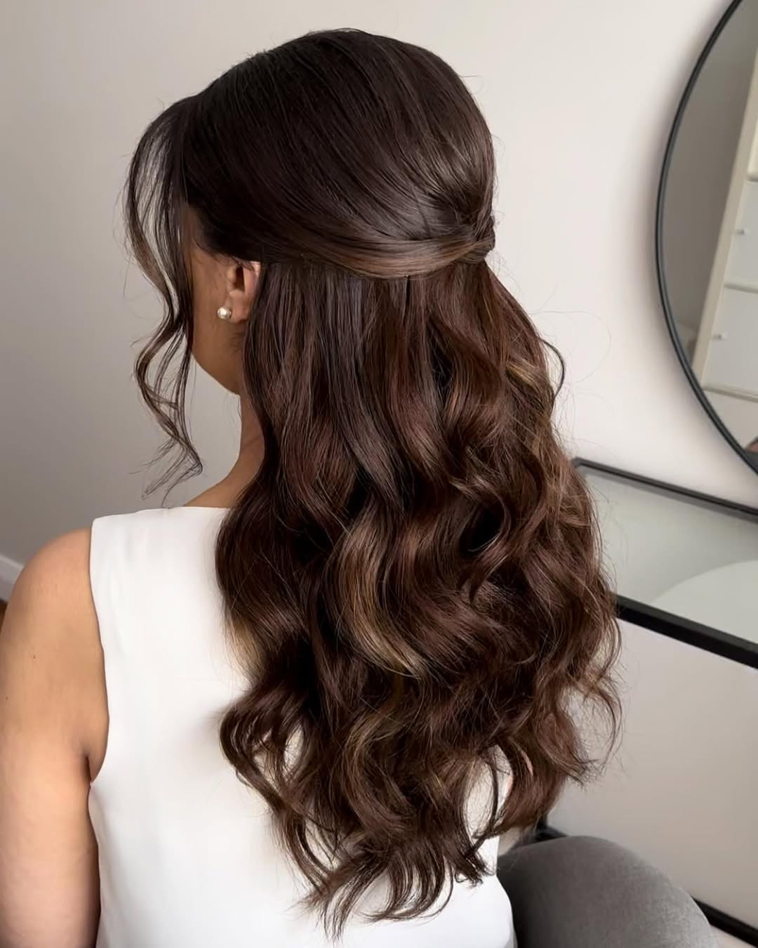 Twisted Half-Up Waves For A Romantic Bridal Look