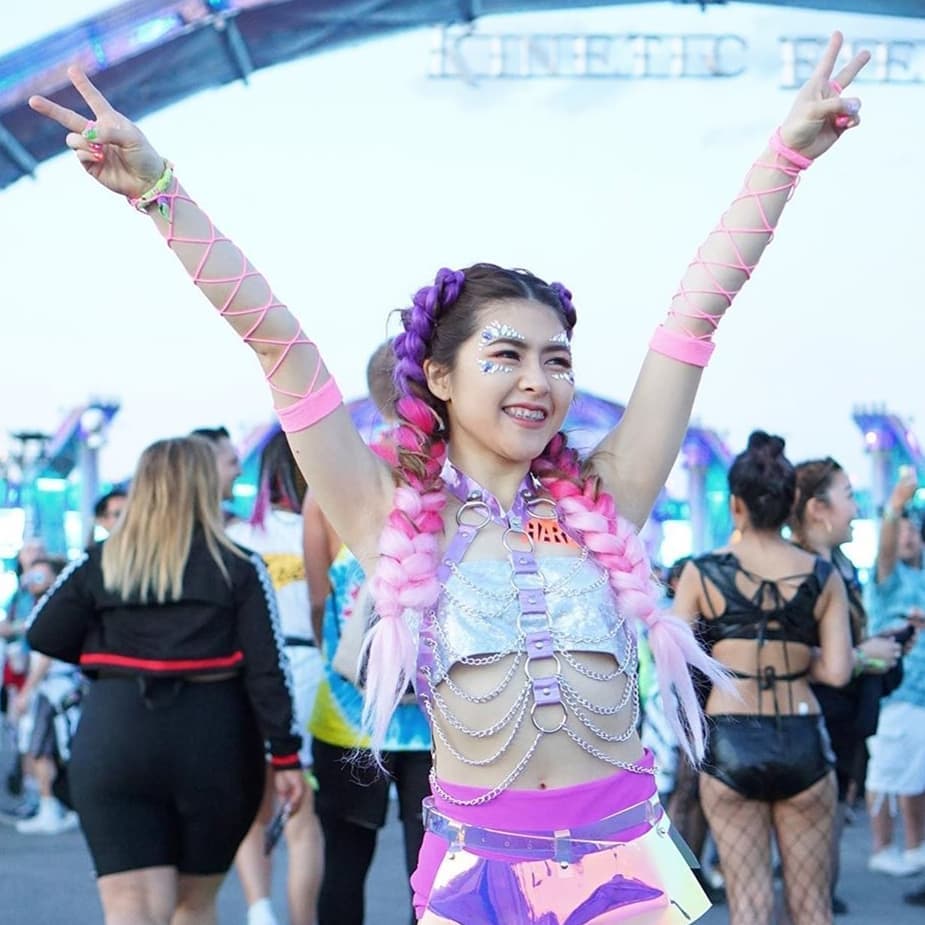 Vibrant Braids Purple Roots Pink Ends Festival Style