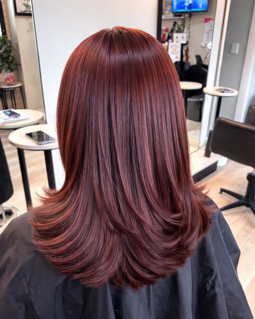 Vibrant Cherry Auburn Layers With Bouncy Ends