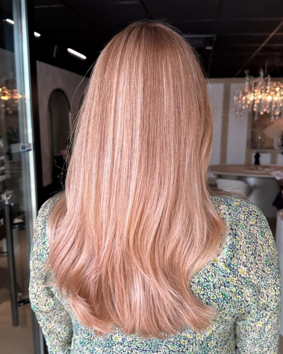 Vibrant Strawberry Blonde Mid-Back Length Effortless Waves
