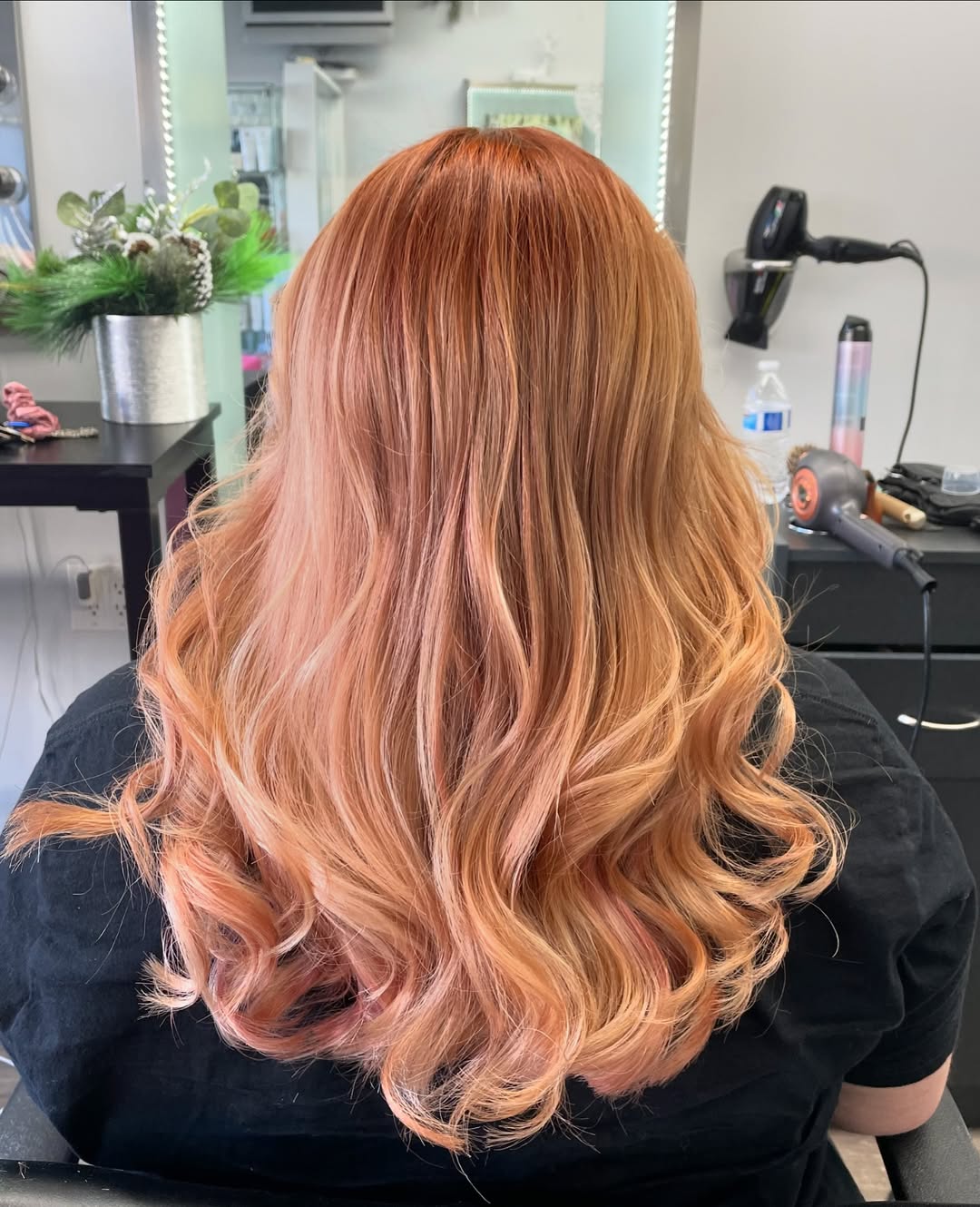 Vibrant Strawberry Blonde Waves With Copper Root