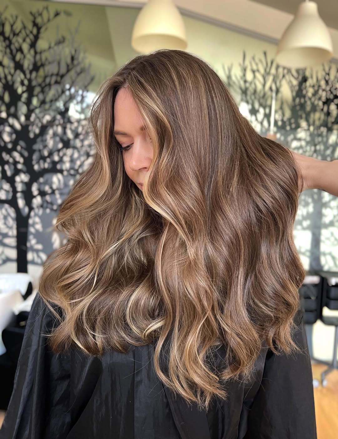 Warm Blonde Balayage Long Layers Natural Waves