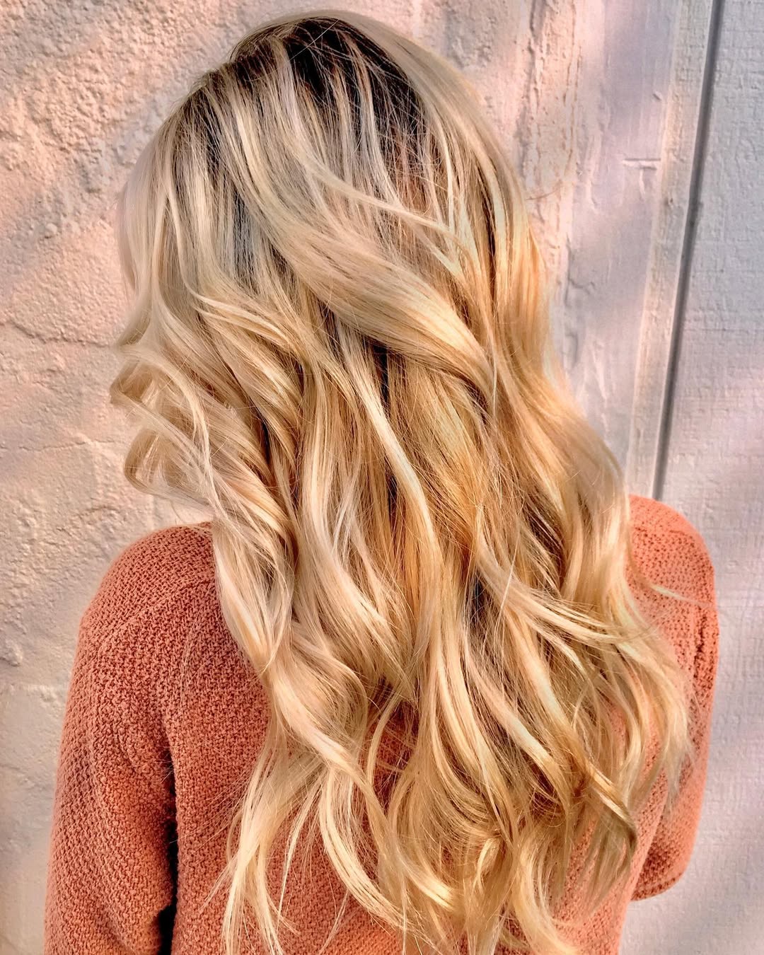 Warm Blonde Balayage Long Loose Waves