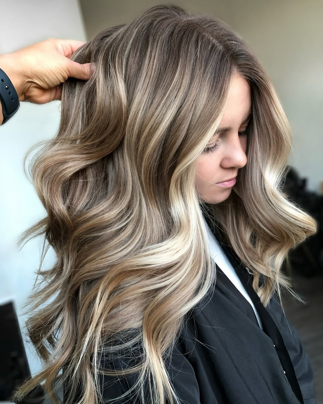 Warm Blonde Balayage Long Loose Waves