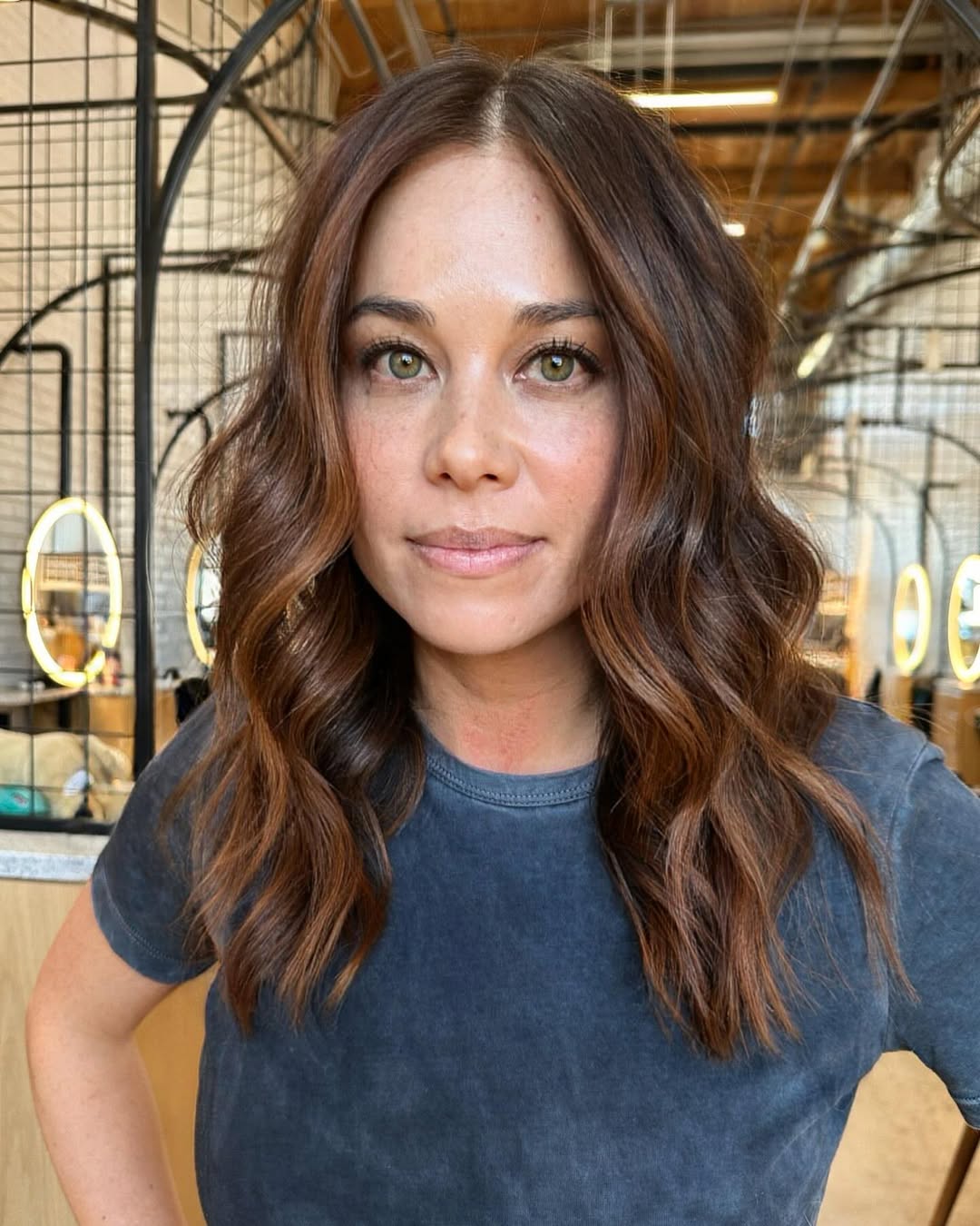 Warm Chestnut Waves With Subtle Copper Highlights
