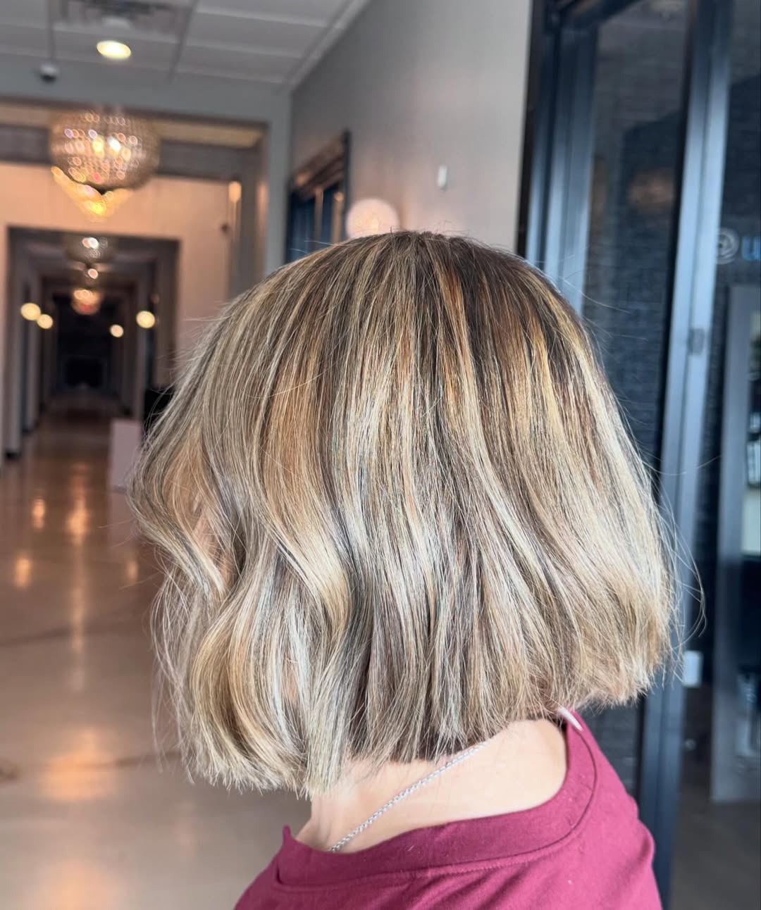 Wavy Blunt Bob With Golden Blonde Balayage