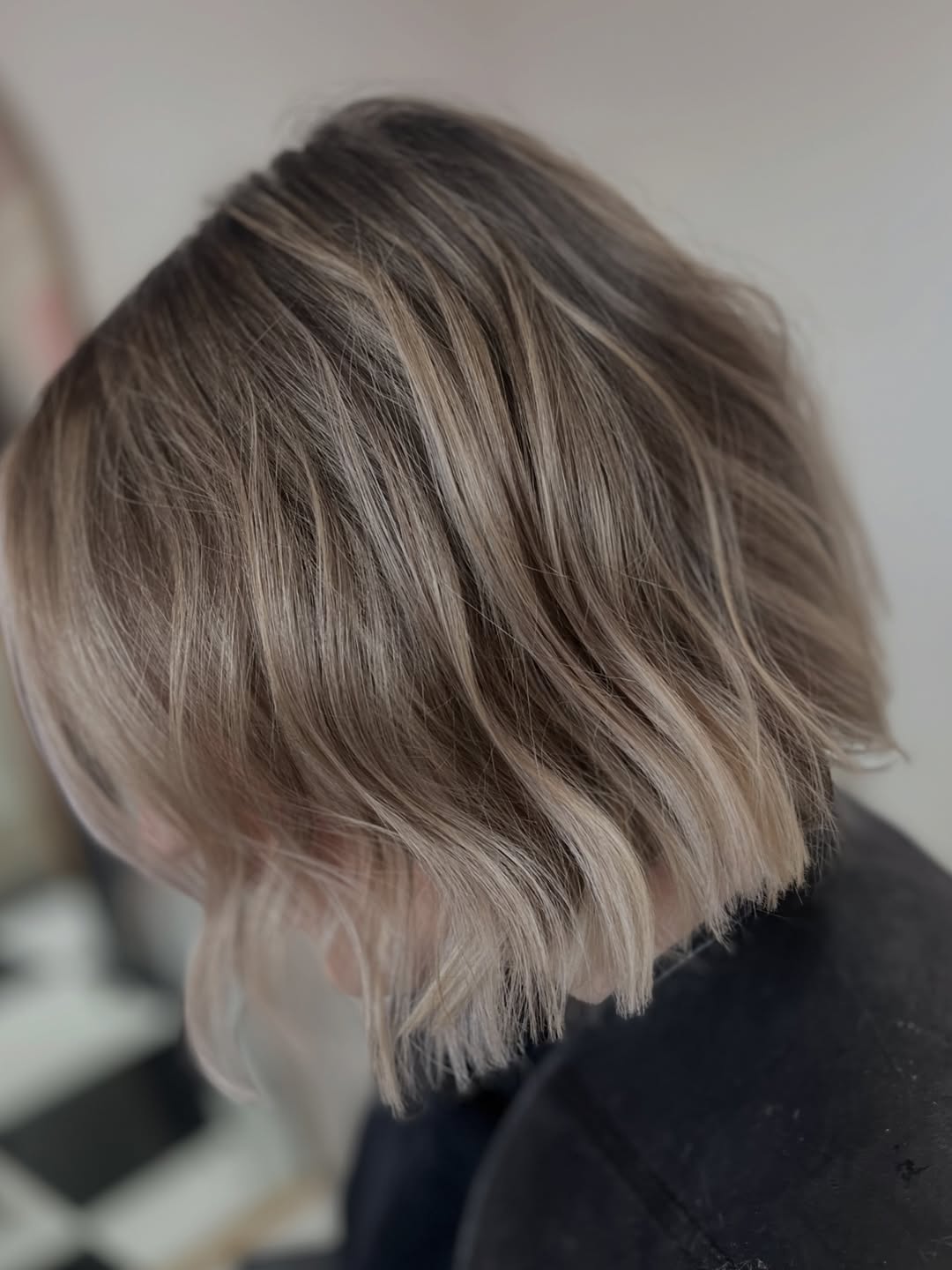 Wavy Chin-Length Bob With Ash Blonde Balayage